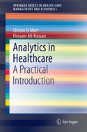 Cover for the Analytics in Healthcare Book. It shows straights colored horizontal lines.